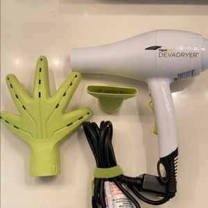 Deva Curl hair dryer and diffuser tools.